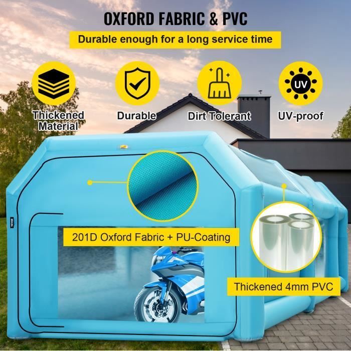 Carpa hinchable VEVOR para coches - 7x4x2,5 m - Sistema de filtración con 2 sopladores - Oxford y PVC - Garaje
