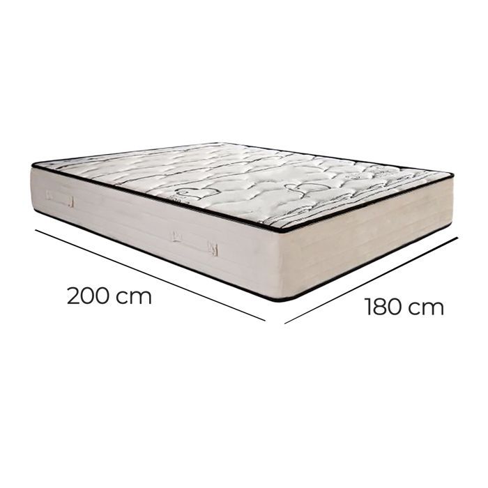 Materasso reversibile NELIA 180x200 cm, schiuma ad alta densità, zone di riposo indipendenti, con lato estivo/invernale, spessore 24 cm