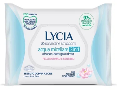 LYCIA Lycia 3-in-1 micellair water make-up remover doekjes, 20 stuks, voor normale en gevoelige huid