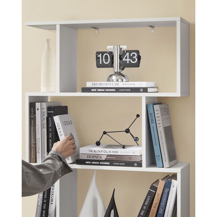 Libreria a 6 ripiani, 24 x 70 x 191,6 cm, mobile contenitore, divisorio per ambienti, moderno, bianco nuvola.