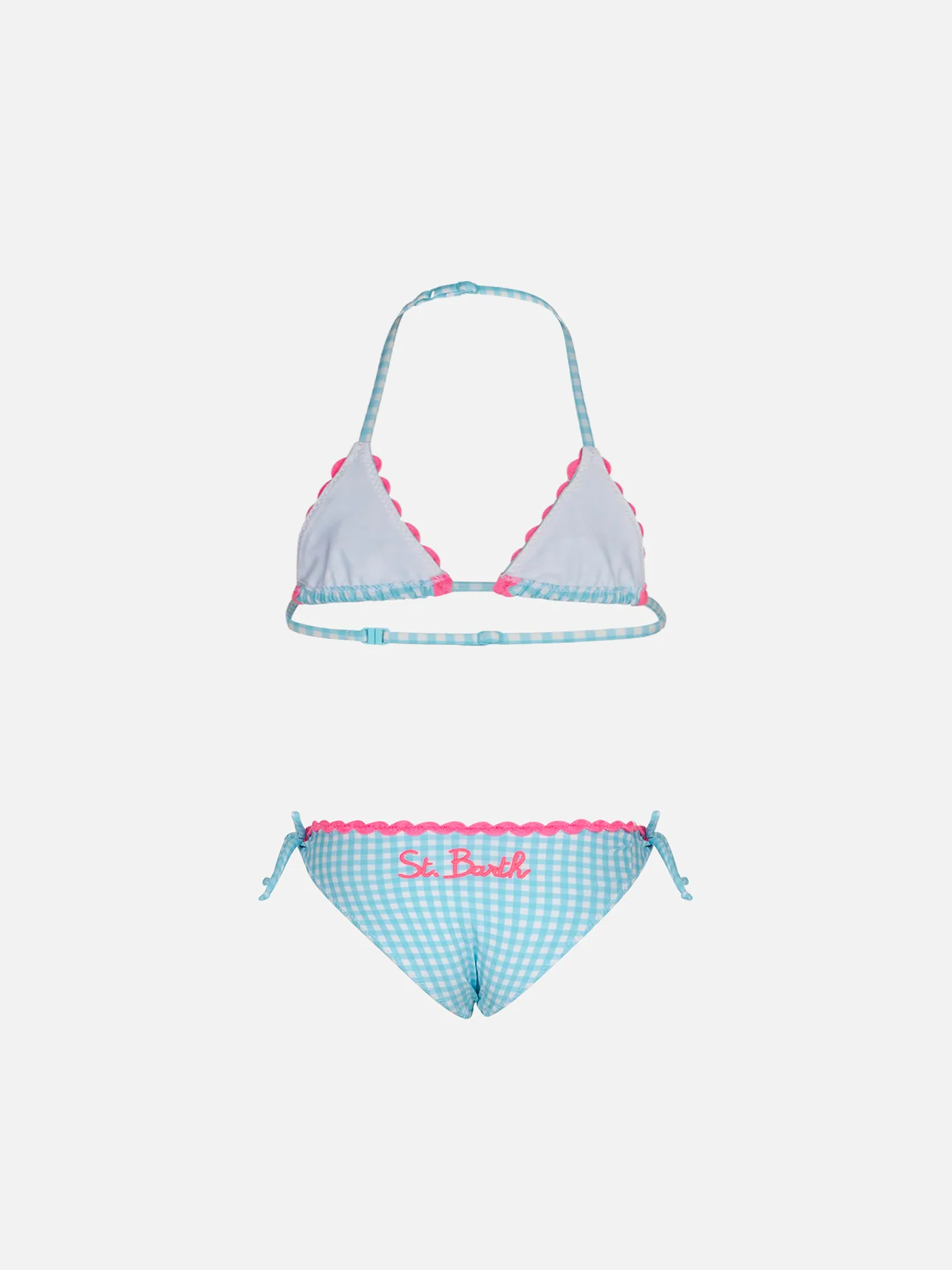 Dreieckiger Babybikini mit blauem Vichy-Muster