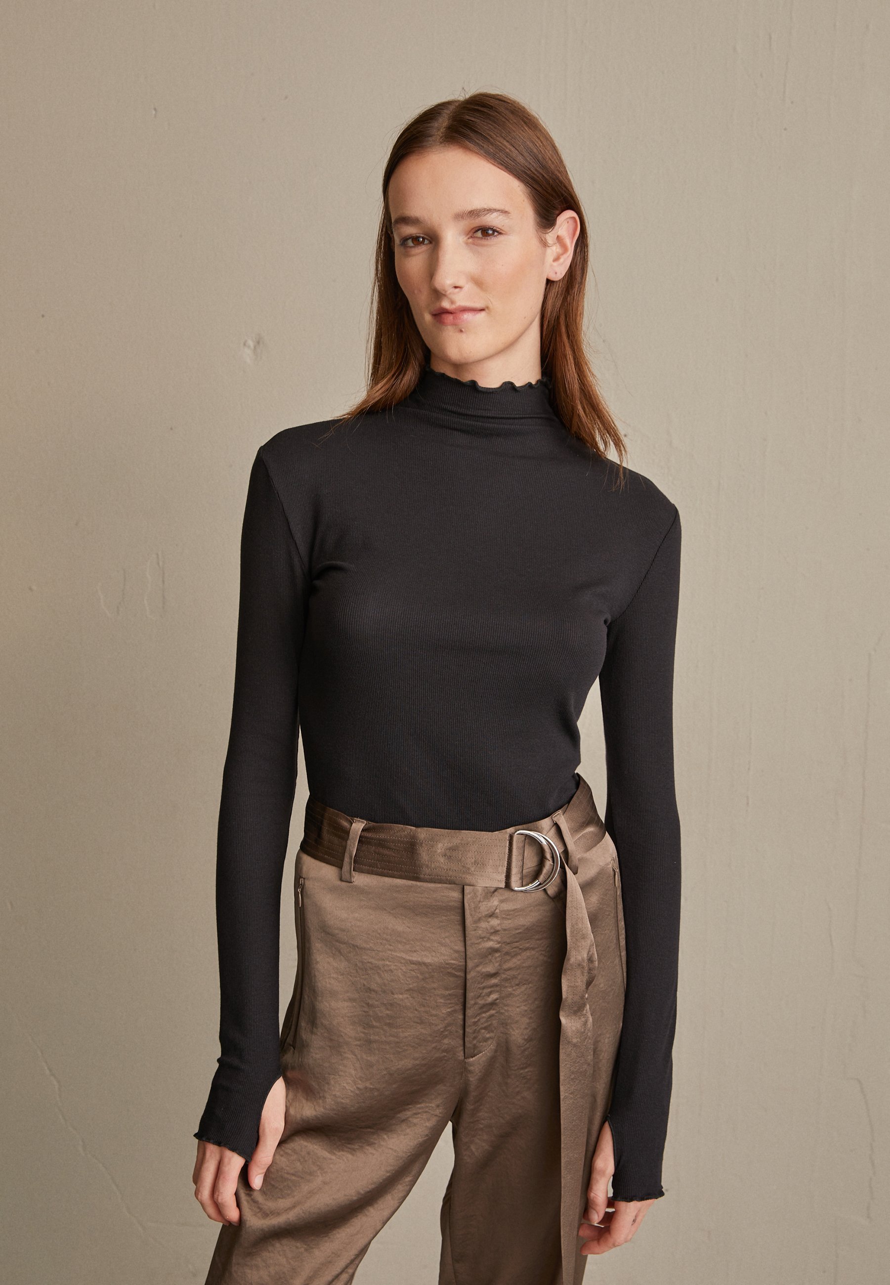 Filippa K MOCK NECK - Top met lange mouwen - zwart