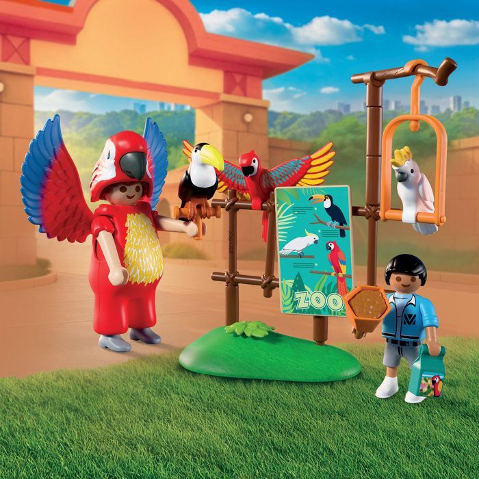Playmobil 72074 Dierentuin: Kleurrijke papegaaimascotte en kind
