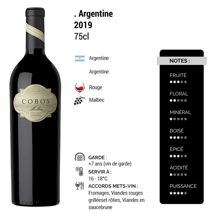 Cobos Argentina Mendoza Malbec 2019 - Argentijnse rode wijn (75cl)