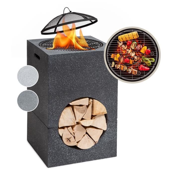 Blumfeldt Monolith barbecue fire pit with MGO grill & steel tray - Black
