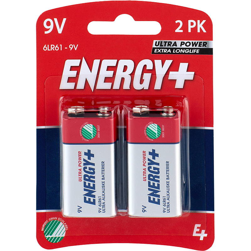 Energibatteri 9V 2-pakning, ultrakraftig, Energi