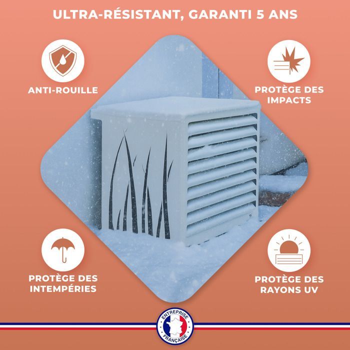 DECOAIRCO - Cubierta metálica para unidad exterior de aire acondicionado - Cubierta para aire acondicionado, bomba de calor, protección de unidad exterior - Talla XS - Blanco