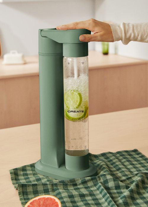Máquina para hacer agua con gas - Create - Máquina para hacer refrescos - 1 litro - No requiere electricidad - Botella reutilizable