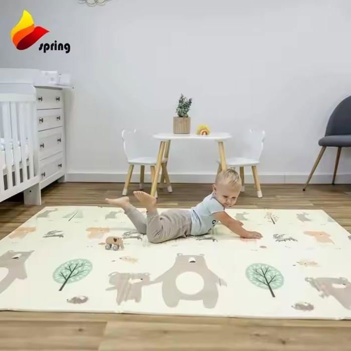 Baby-Spielmatte 180 x 150 x 1 cm XXL Dicke Schaumstoff-Bodenmatte, faltbar und wendbar - 2 Designs -