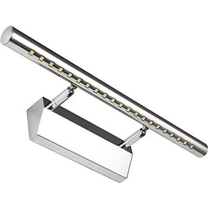 Lampe Salle de Bain Mirroir Acier Inoxydable LED 5W Applique Murale Lumière Tableau Étanche IP44 avec Interrupteur -Blanc Froid