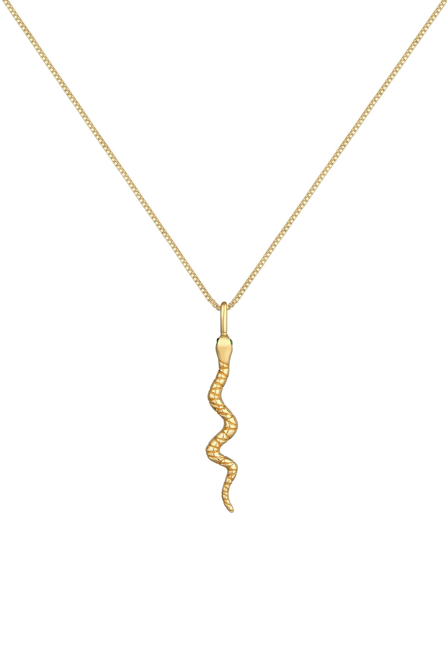 Elli Tendance pendentif serpent pour femme avec cristaux de zirconium en argent sterling 925 plaqué or