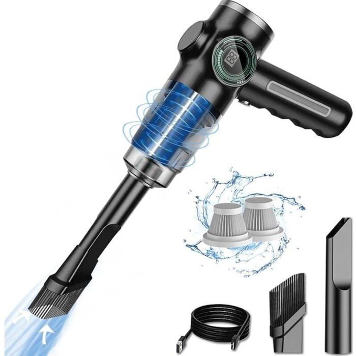 Aspiradora para coche XVX - 29000 Pa, 120 W, recargable, con pantalla LCD - para la limpieza del interior del coche y uso doméstico.