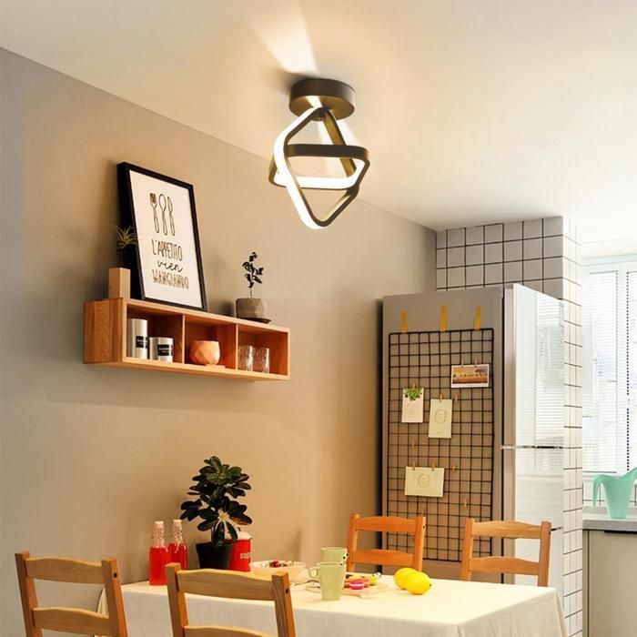 Lámpara de techo LED moderna WOTTES - Diseño geométrico, negra - para sala de estar, baño - Blanco cálido - 1 unidad Ø25*26CM
