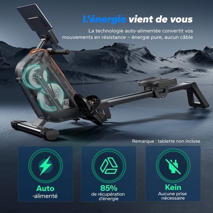 Vogatore elettromagnetico - Autoalimentato - MERACH - 16 livelli di resistenza - Compatibile con APP - Display a LED - Portata massima 150 kg