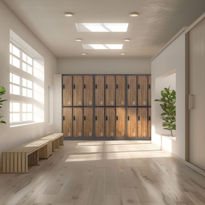 Casier vestiaire 3B2A Armoire Metallique 6 Compartiments Revêtement en Poudre 185 cm x 90 cm x 45 cm (Anthracite/Imitation Bois)