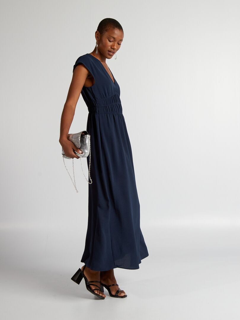 Mouwloze lange jurk - blauw
