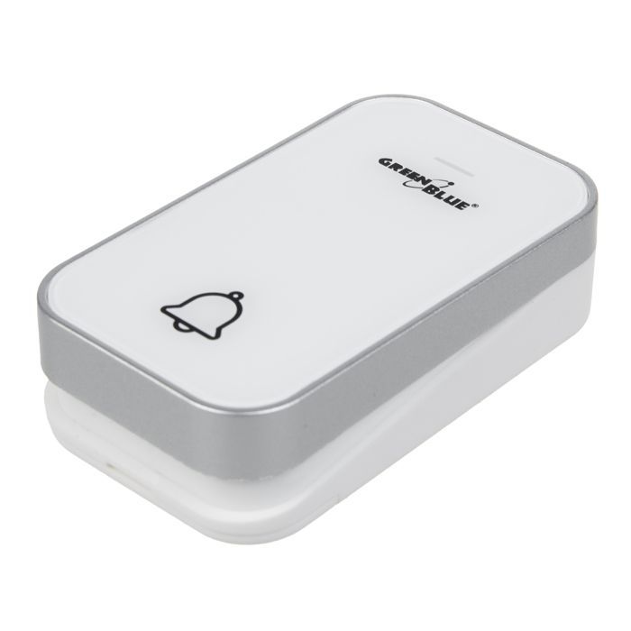 Sonnette sans fil, sans pile, cinétique, GB157 W GreenBlue, 38 mélodies, blanc, portée jusqu'à 200m, IP44