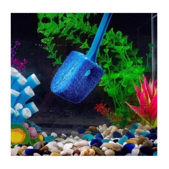 Brosse de nettoyage en éponge pour aquarium - En une seule pièce - Algicide - Double face - Avec poignée