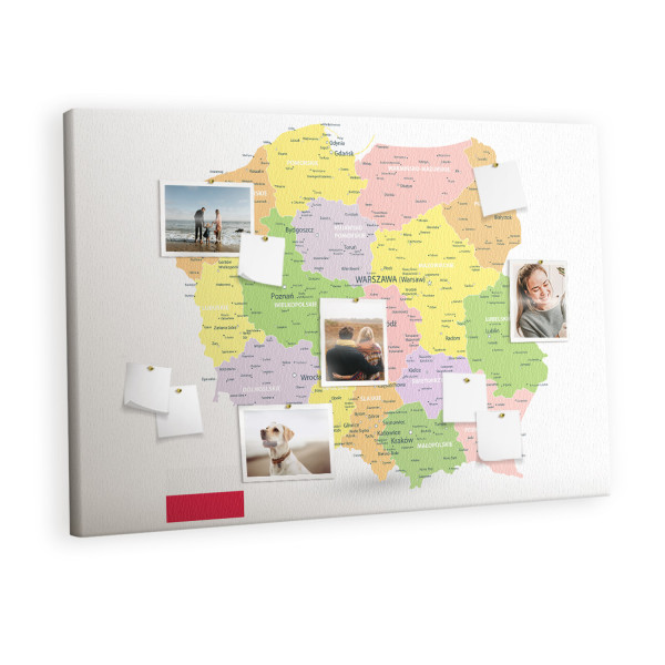 Tablica korkowa z nadrukiem do pokoju dziecka   pinezki Mapa
