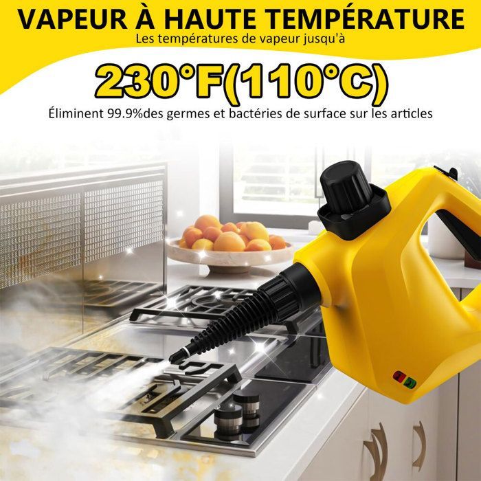 Nettoyeur Vapeur à Main - 1050 W, 250 ml, Câble de 2 m, Haute Pression 3.0 Bar - Vaporisateur Portable avec 11 Accessoires
