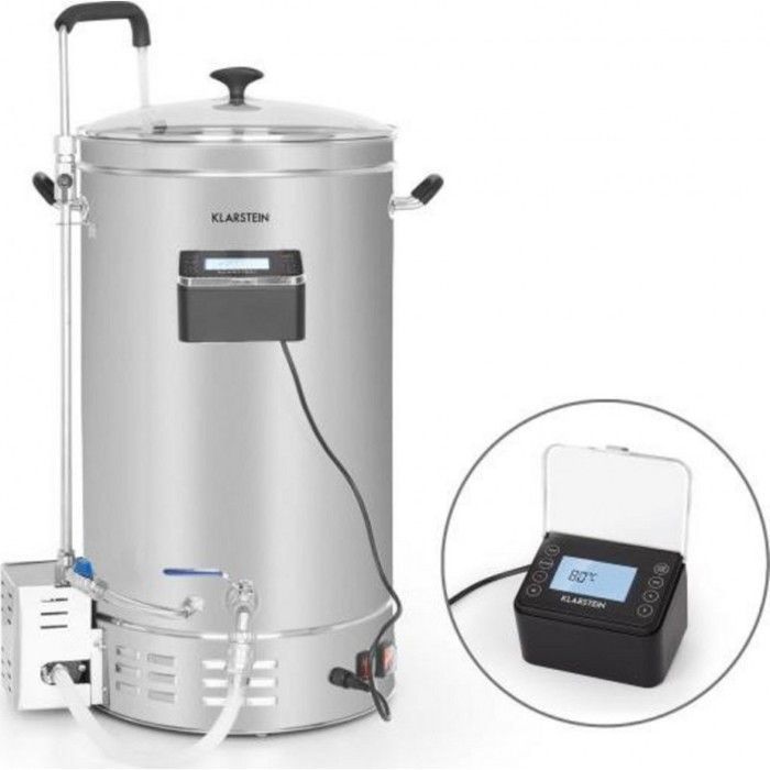 Klarstein Brauheld Pro - Marmita para elaboración de cerveza casera - 35 L - 2500 W - Marmita de acero inoxidable y bomba de circulación