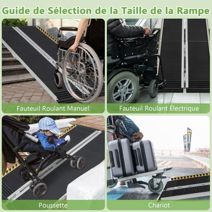 Rampa para silla de ruedas COSTWAY - Rampa de carga de aluminio con placa de transición - 272 kg - 152,5 x 74 x 8 cm