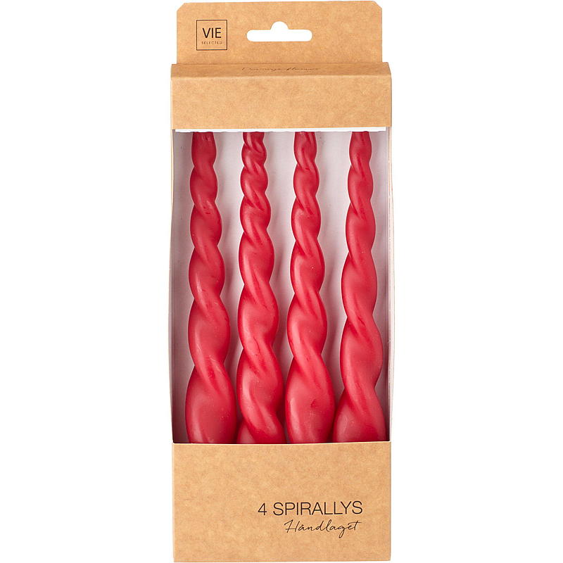 Vie Selected Spiralkerze, 4er-Pack, 24 cm, rot