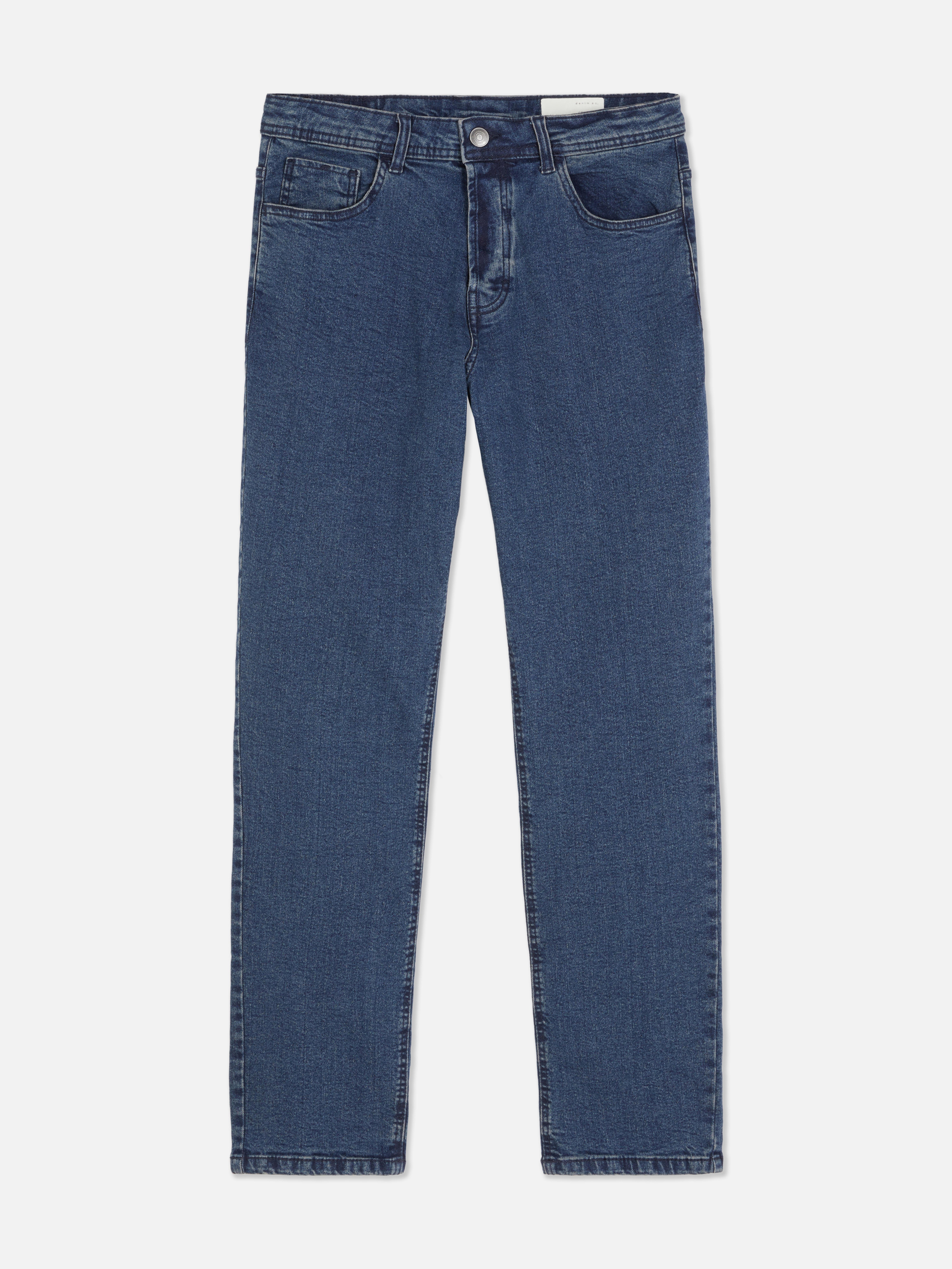 Gerade geschnittene Stretch-Jeans mit verdecktem Reißverschluss und fünf Taschen.