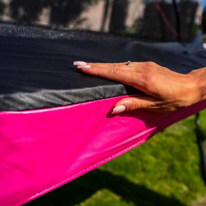 Trampolino THUNDER® ULTRA Ø 304-312 cm 10 piedi | Per bambini | Pacchetto completo con rete di sicurezza | Certificato EN71 e TÜV GS | Rosa