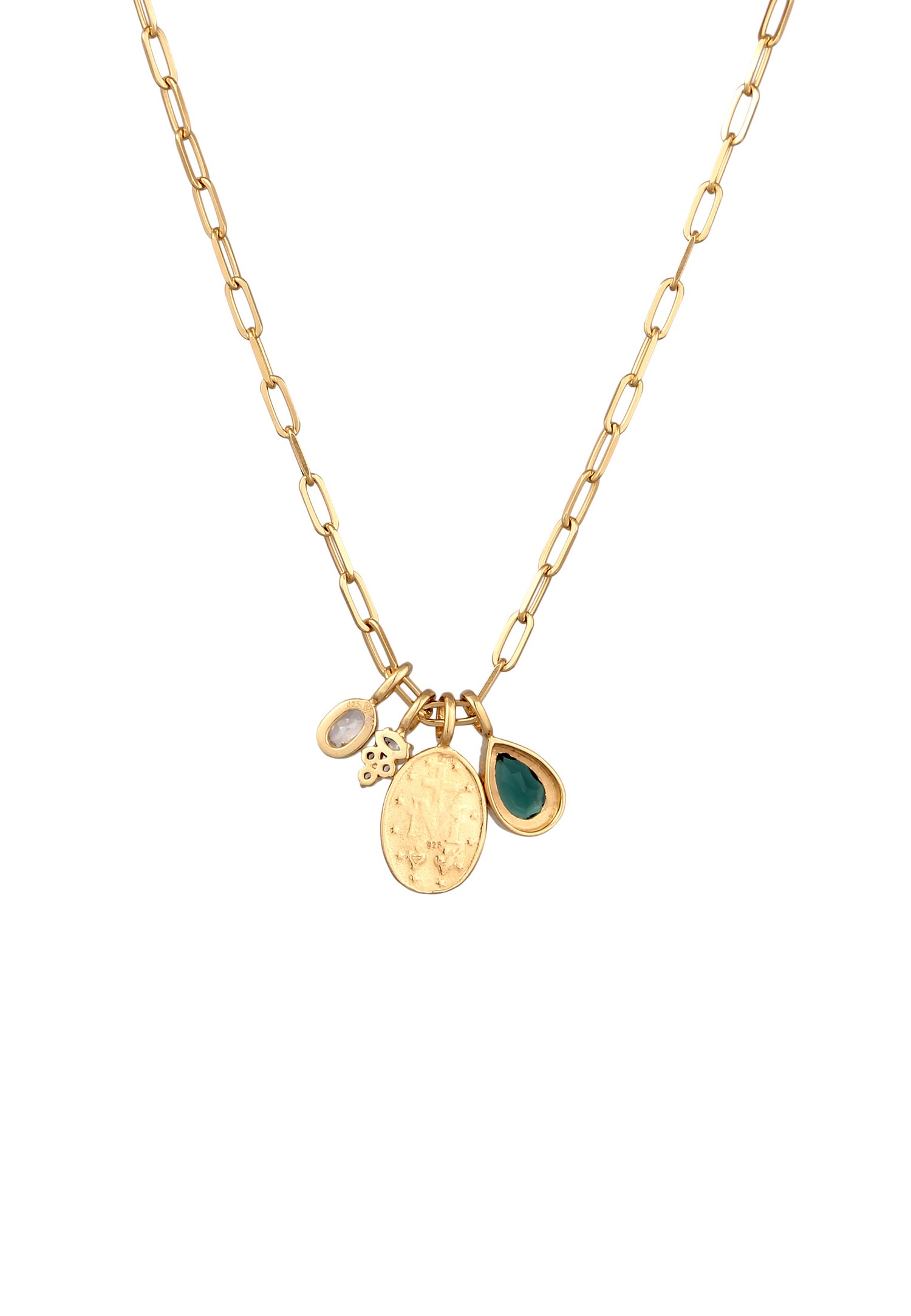 Elli PREMIUM Elli PREMIUM Collier avec Pierre Femmes Pendentif Goutte Quartz Vert Zirconium Marquise Blanc 925 Argent Sterling Doré Fête / Nouvel An Or 42 cm