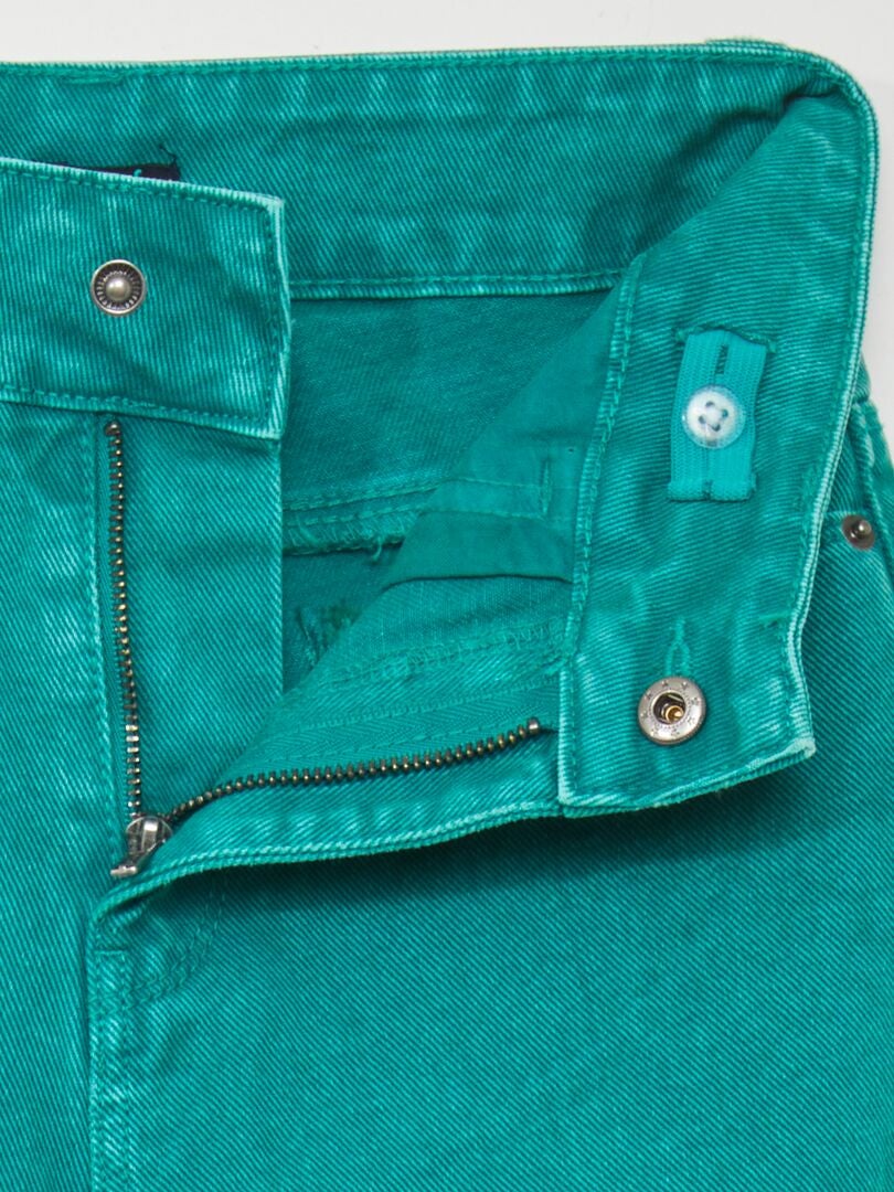 Calça jeans de cintura alta e pernas largas - VERDE