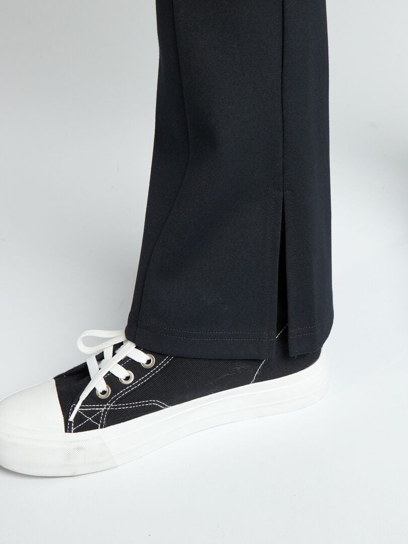 Uitlopende bootcut broek met splitten - Zwart