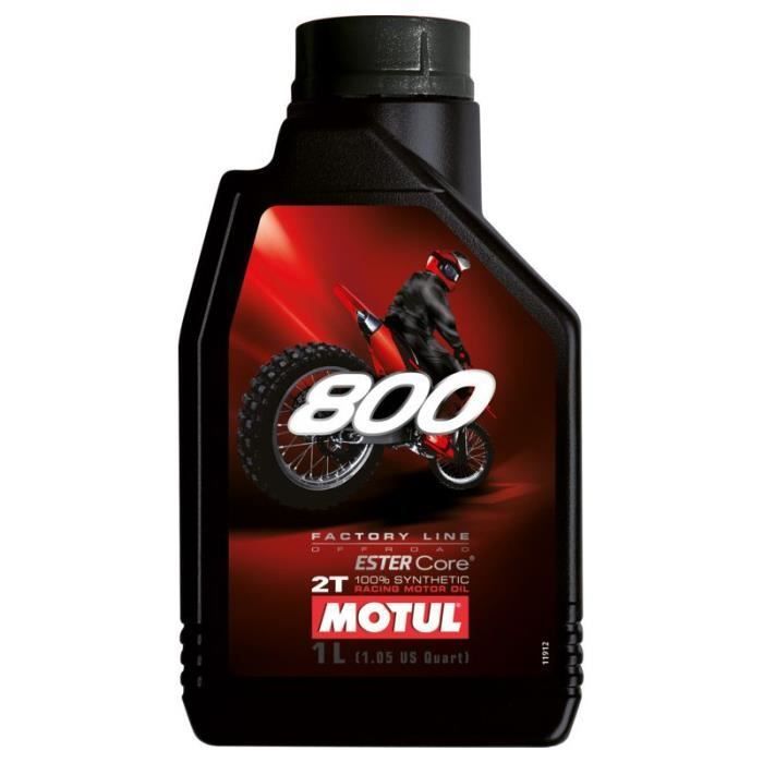 Lata de 1 litro de aceite sintético Motul 800 FACTORY LINE OFF ROAD RACING para motocicletas de 2 tiempos.