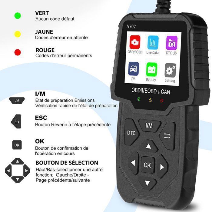 AWESAFE OBD2 Car Diagnostic Tool French Advanced Version Code Reader, scanner and error code (DTC) reader