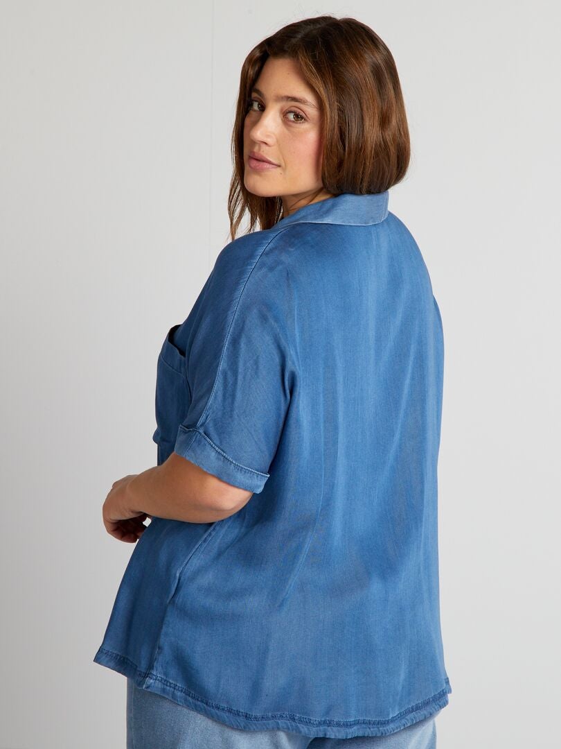 Lichtgewicht overhemdjurk met pyjamakraag - BLAUW