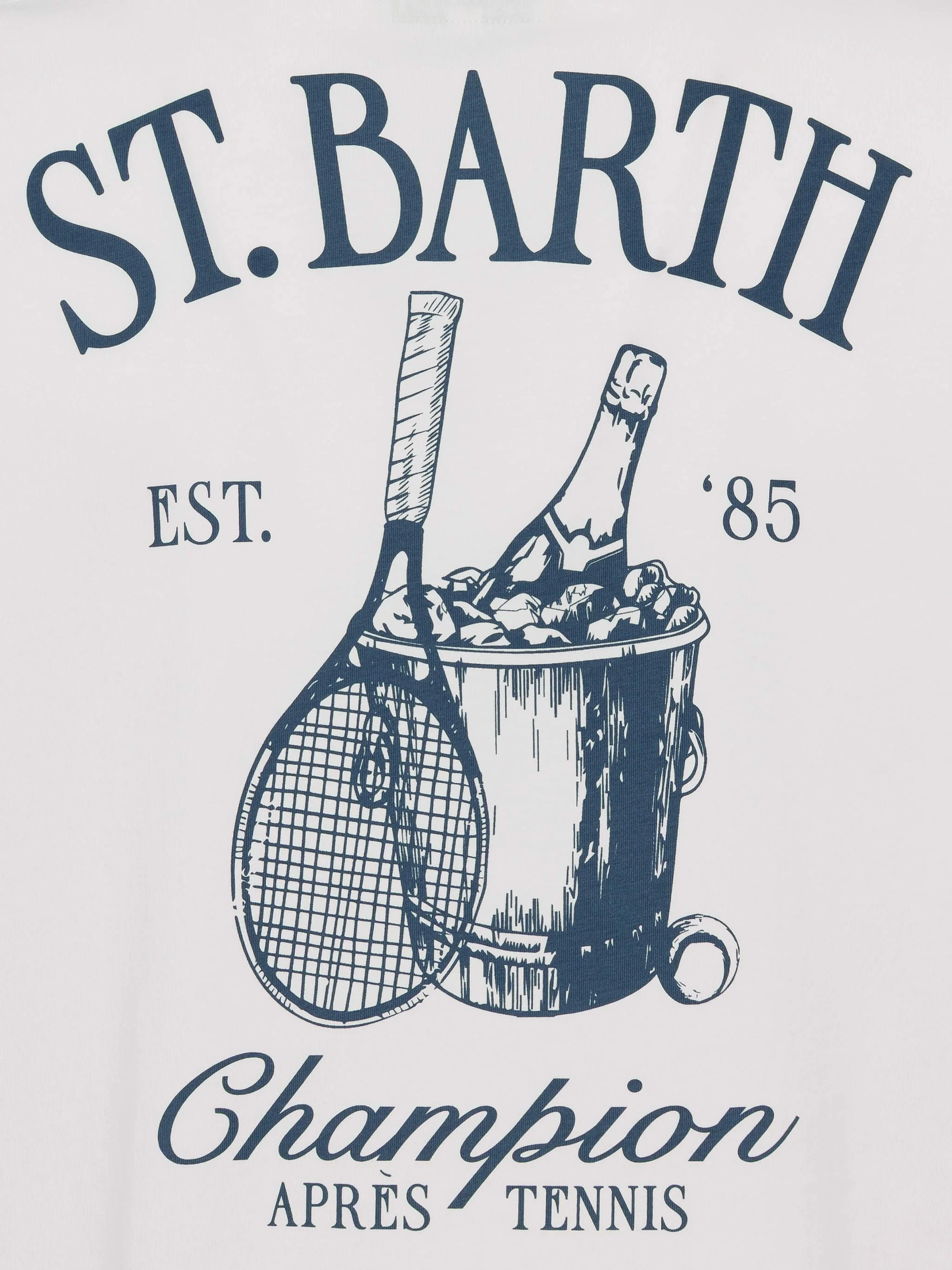Heren T-shirt van katoen met St. Barth Tennis-print.