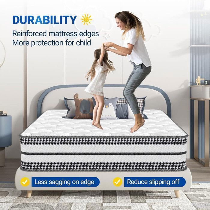 Materasso 90x200 cm, spessore 26 cm, in memory foam e molle insacchettate, certificato Oeko-Tex, 7 zone, alta resilienza, double-face, antiacaro.