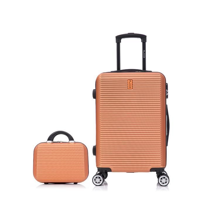 Valigia da cabina 55x35x25cm con beauty case | Valigia da weekend CELIMS | ABS | Lucchetto | 4 ruote a 360° | Corallo