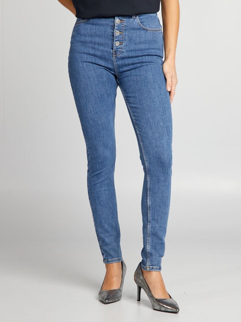 Skinny jeans met hoge taille - BLAUW