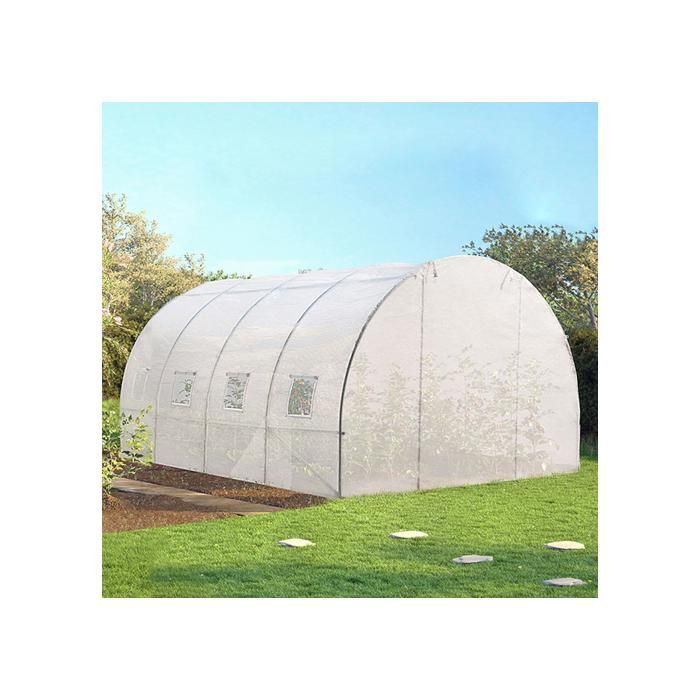 Invernadero tipo túnel IDMARKET ZEBRA de 4x3 m, blanco, 12 m² (Gama para horticultura comercial)