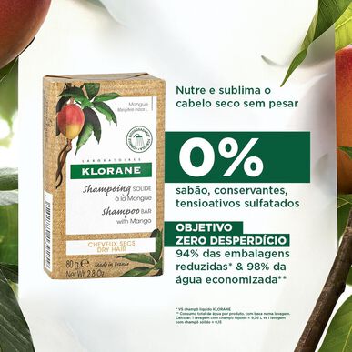 Klorane Mango Shampoo Bar Nærende Mango Solid Shampoo for tørt hår 80 gr 80 gr