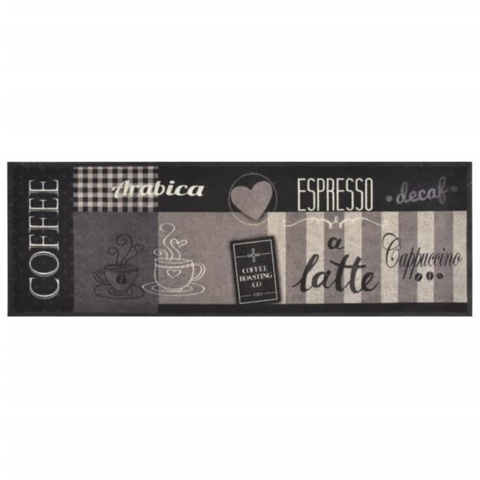 vidaXL Wasbare Keukenmat, Zwarte Koffieprint, 60x180 cm, Fluweel, 136556