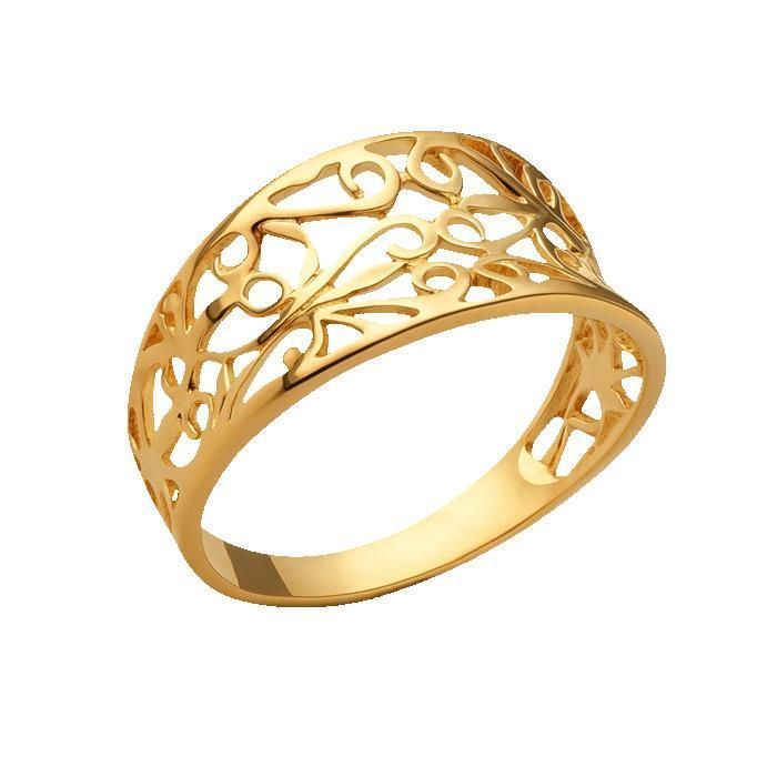 Women's Wide Openwork Filigree Ring in 18K Gold Plated Design – Statement Ring with Retro/Baroque Style Swirls – Elegant Jewelry