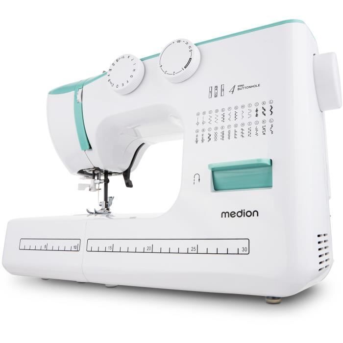 Macchina da cucire - MEDION - SM 60 - 62W - 24 punti + punti doppi - 700 giri/min - LED - Turchese