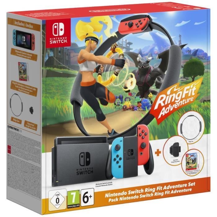 Nintendo Switch-console • Neonblauw & Neonrood + Ring Fit Adventure (code)
