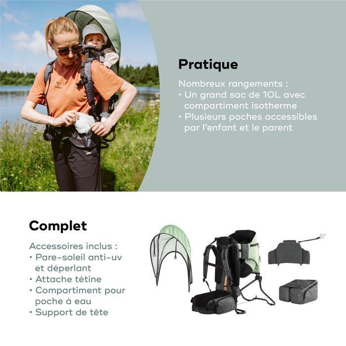 Marsupio Babymoov Moov & Hike - Ultra comfort - Sistemi brevettati, verde