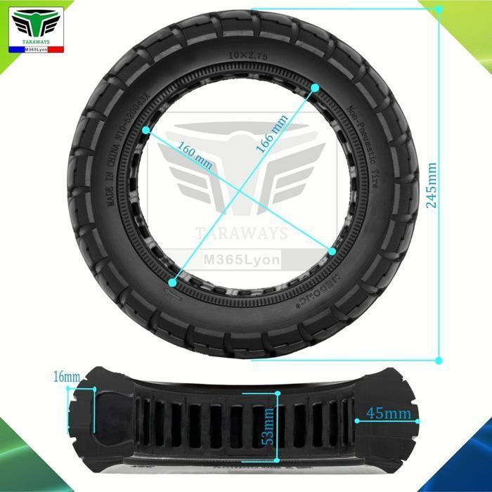Pneumatico pieno antiforatura 10x2.75 per monopattini UrbanGlide, All Road 5, E-CROSSE MAX 2x2, Speedway, Speedway Pro e Speedway 5.