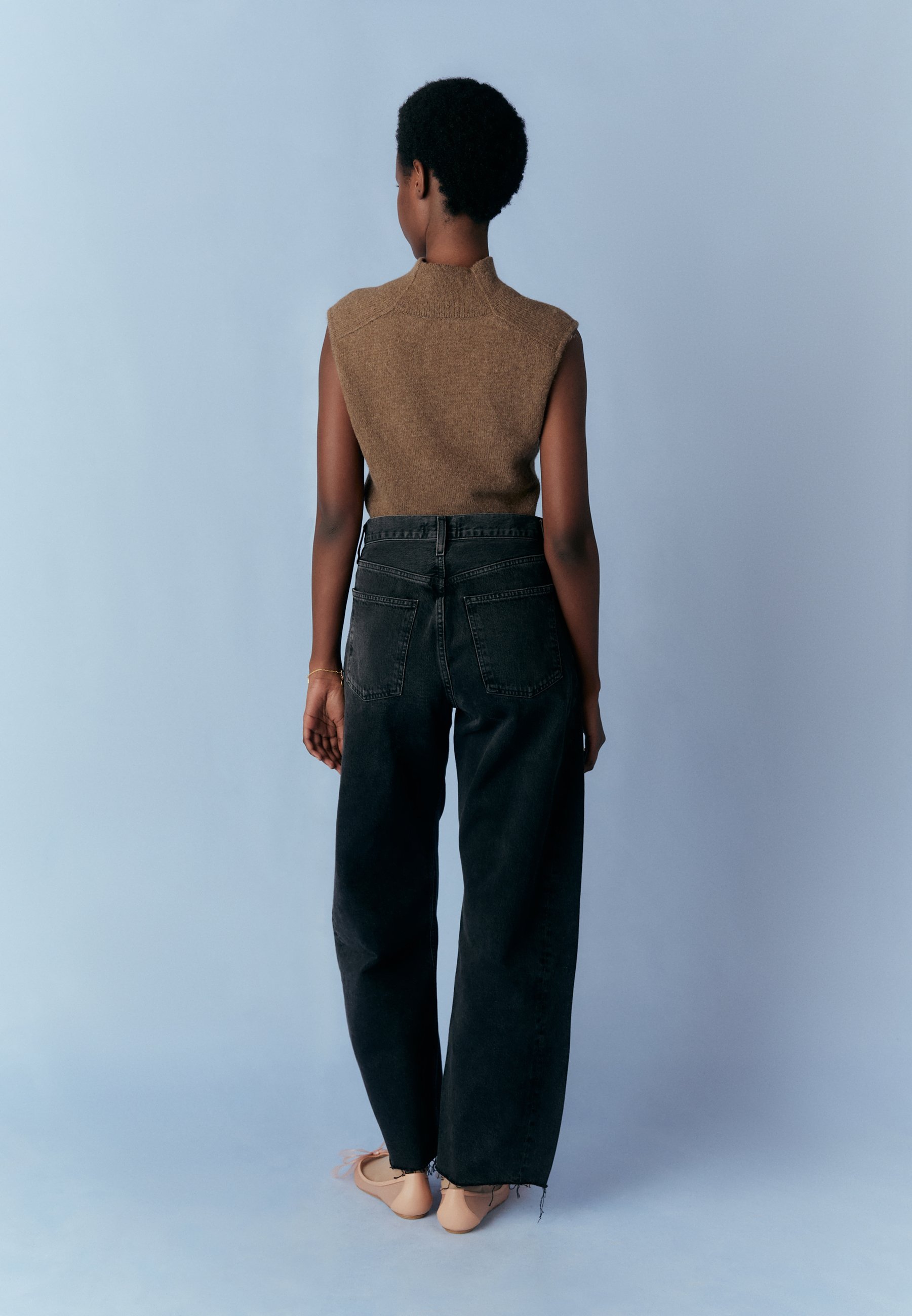 Agolde LUNA PIECED - Relaxte jeans - gewassen zwart