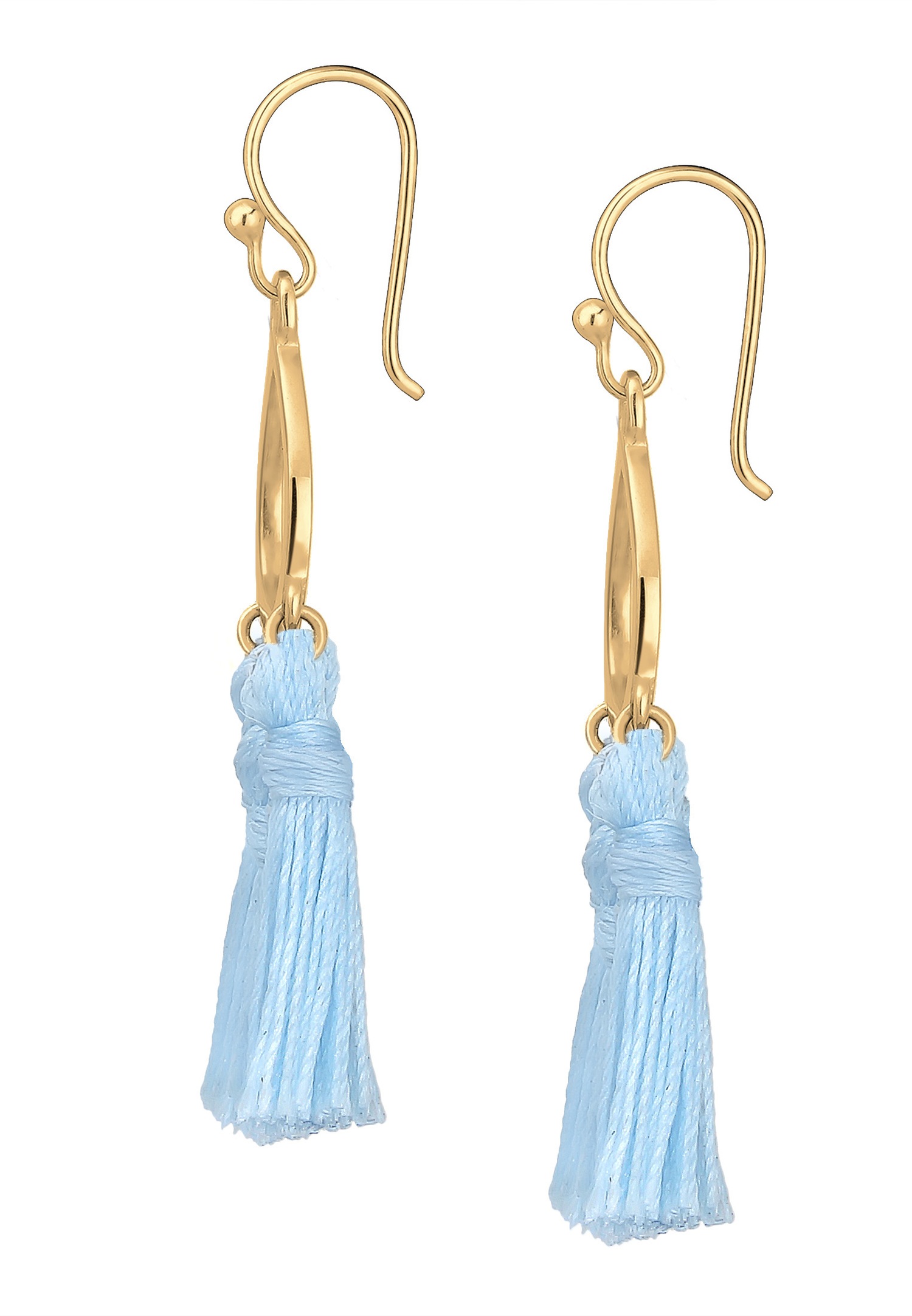 Elli Forme de Goutte Boho Festival Pompon Bleu Boucles d'Oreilles Femme (925/1000) Argent