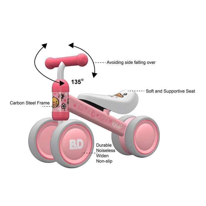 SWAREY Bicicletta per bambini di 1 anno, moto giocattolo cavalcabile per bambini dai 10 ai 18 mesi, veicolo senza pedali, anatra rosa